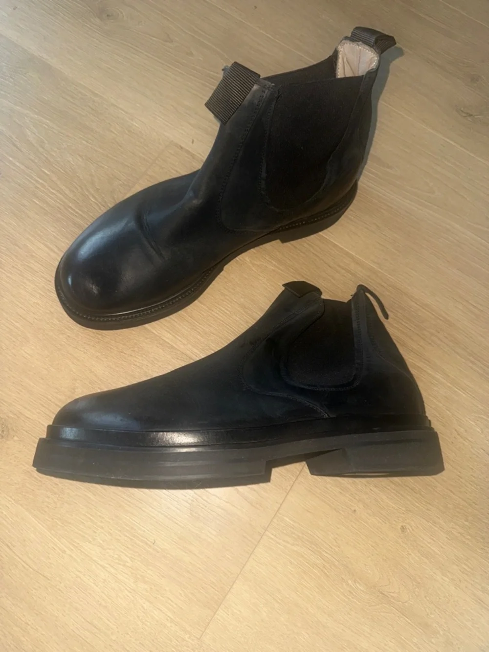 All Saints CREED LEATHER CHELSEA BOOTS Men's Black Chelsea Lug Boots Sz 45